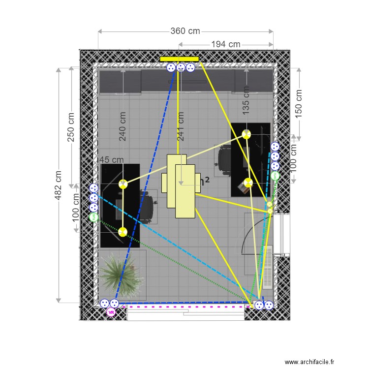 Bureau CT. Plan de 1 pièce et 17 m2