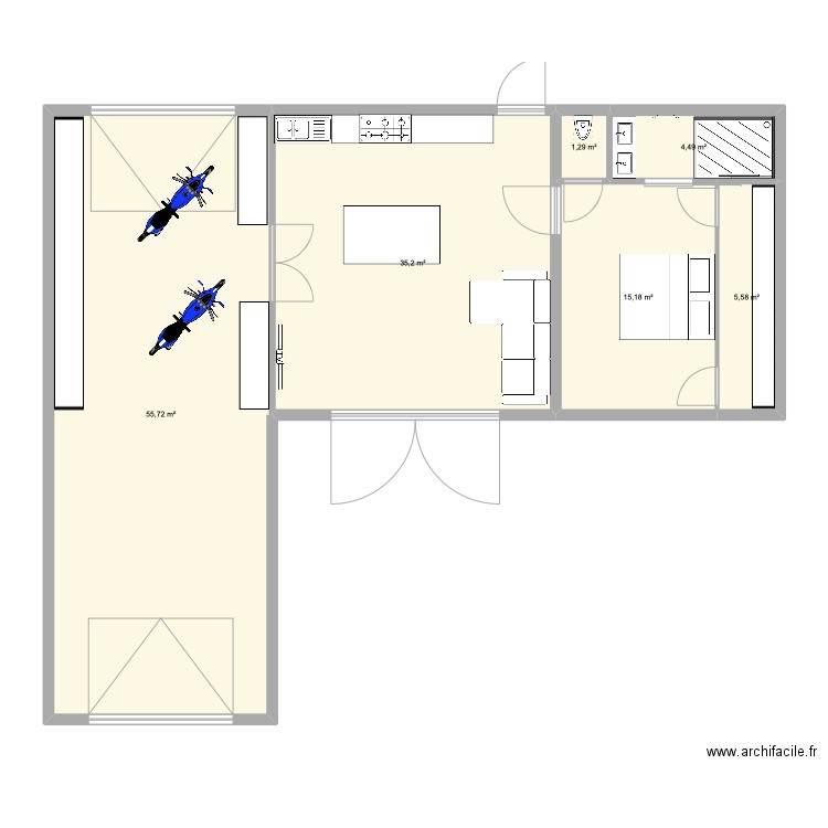 Dammartin hameau - 2 . Plan de 6 pièces et 117 m2