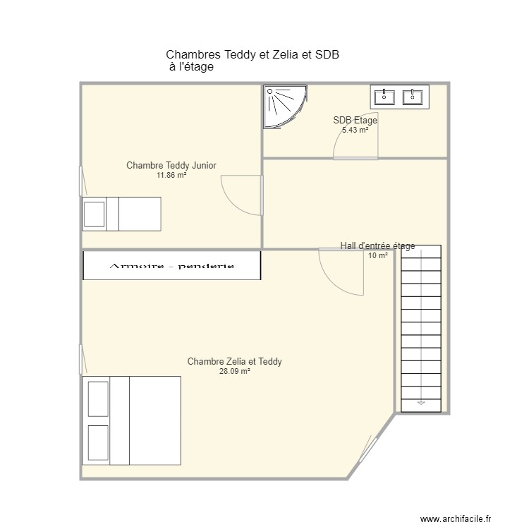 Chambre Teddy et Zelia Etage. Plan de 0 pièce et 0 m2