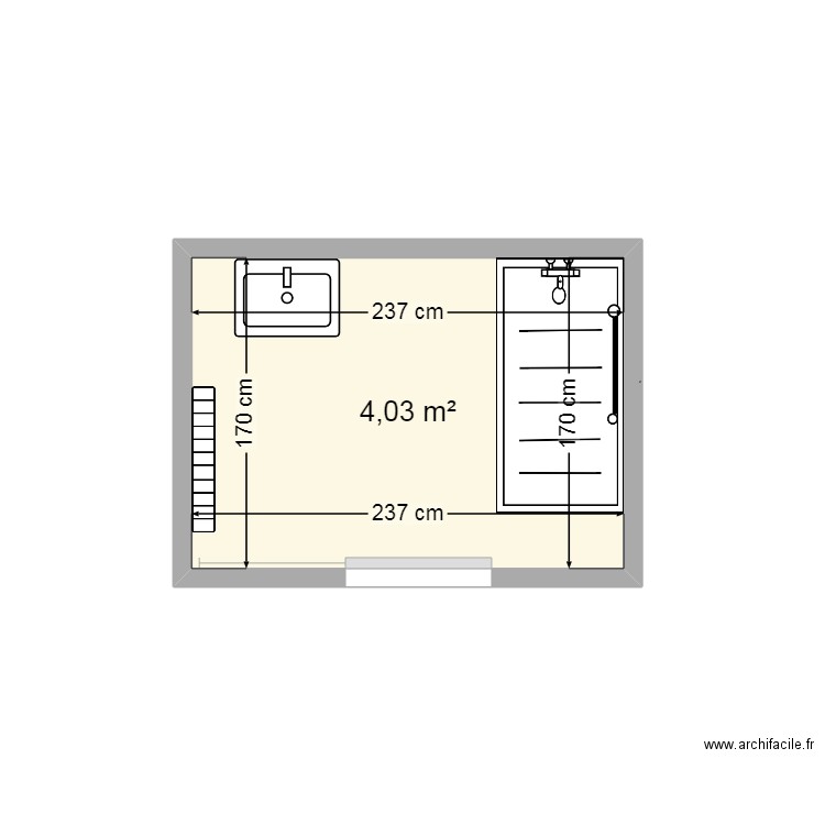 salle de bain flechais. Plan de 1 pièce et 4 m2