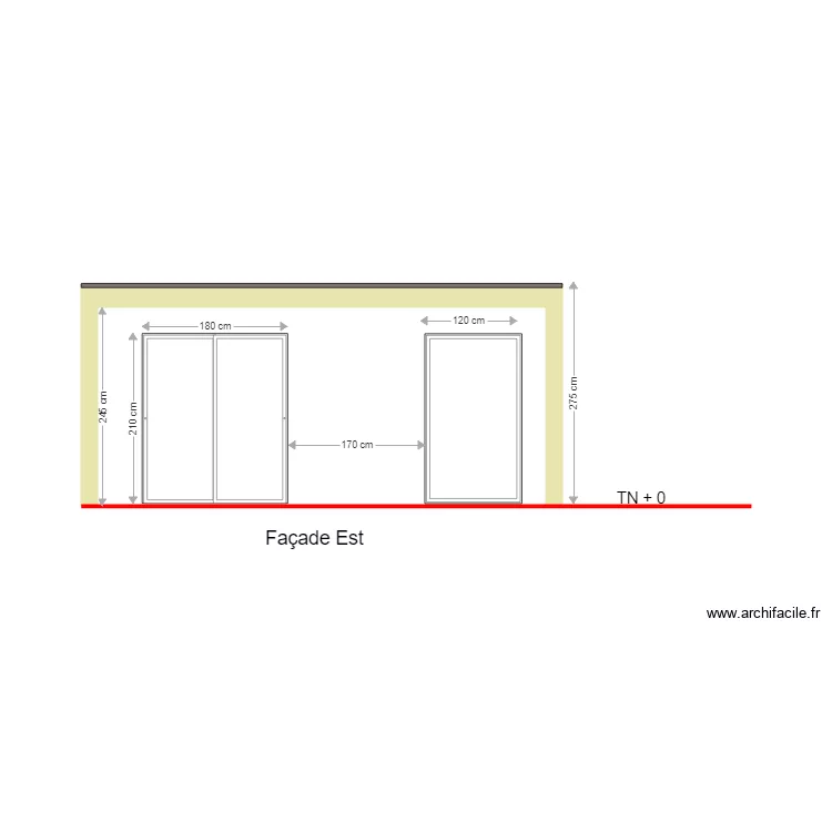 Façade Est veranda toit plat. Plan de Façade Est veranda toit plat. Plan de