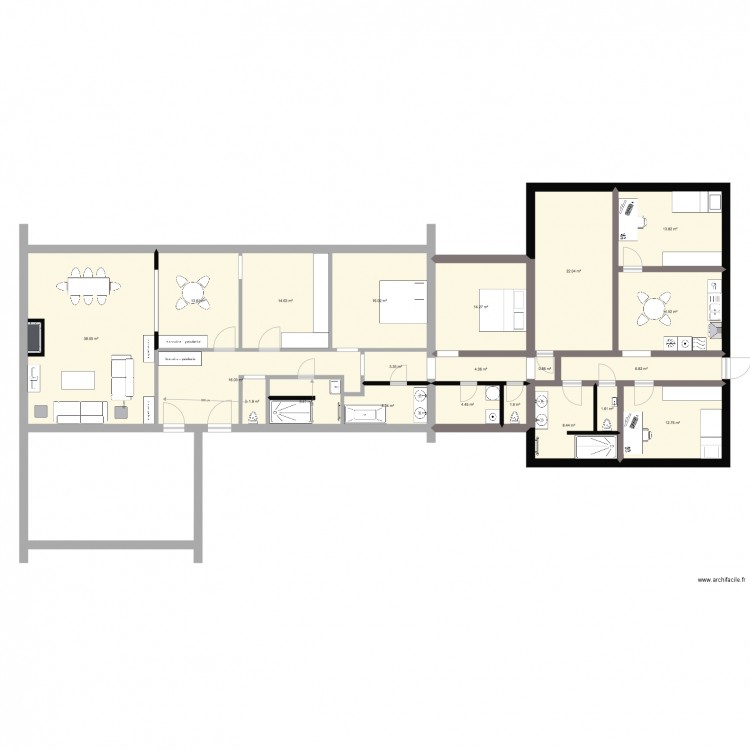 Vedrin après rénovation avec 2 étudiants. Plan de 0 pièce et 0 m2