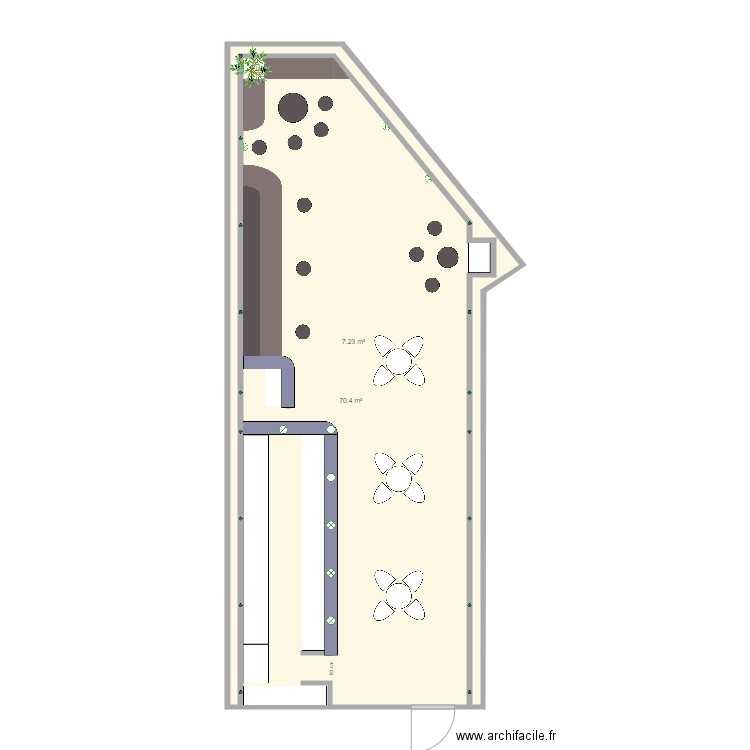 Terrasse TOPO 4. Plan de 2 pièces et 78 m2