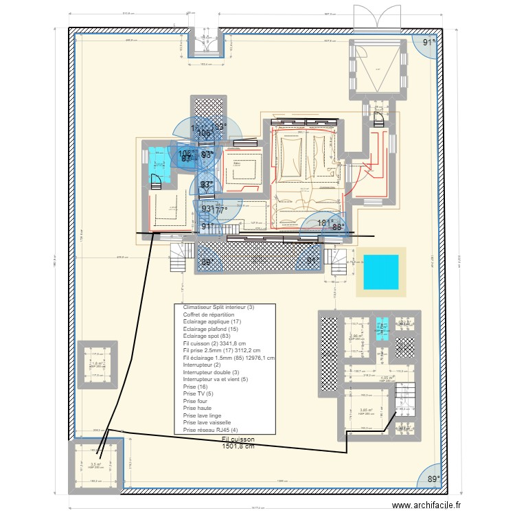 plan electricte  194. Plan de 22 pièces et 365 m2