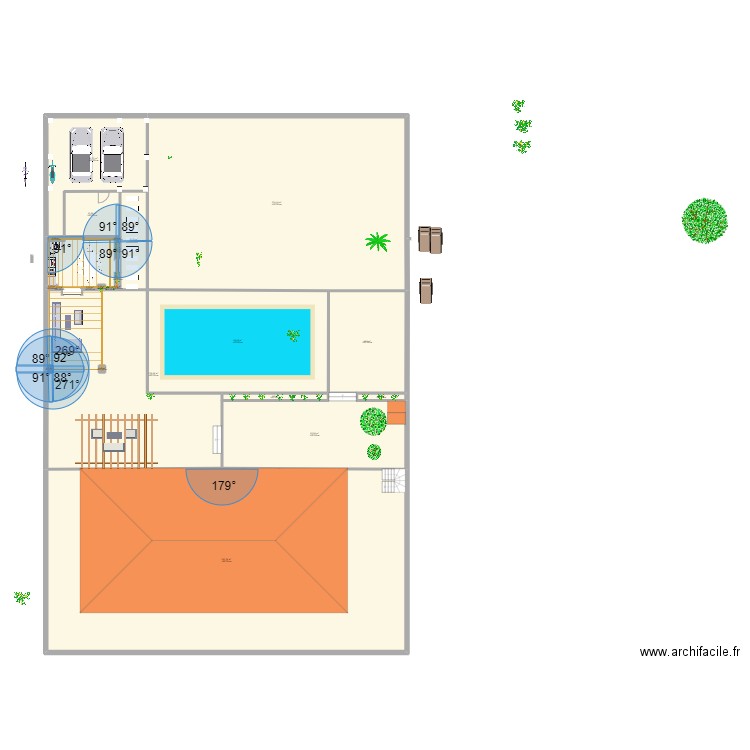 Jardin Definitivo. Plan de 23 pièces et 995 m2