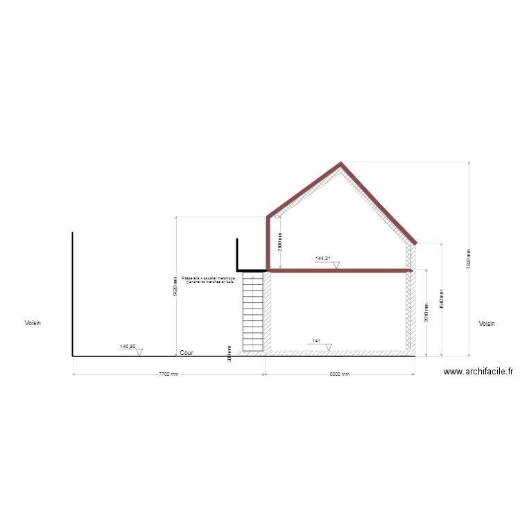 Plan coupe projet 1. Plan de 0 pièce et 0 m2