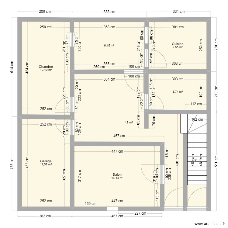 wahia. Plan de 8 pièces et 84 m2