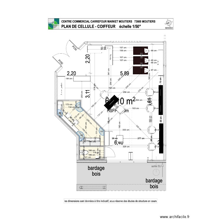 Moutiers 1. Plan de 2 pièces et 9 m2