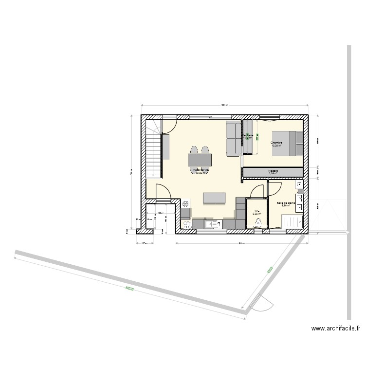 Maison Nîmes Cloture. Plan de 7 pièces et 64 m2