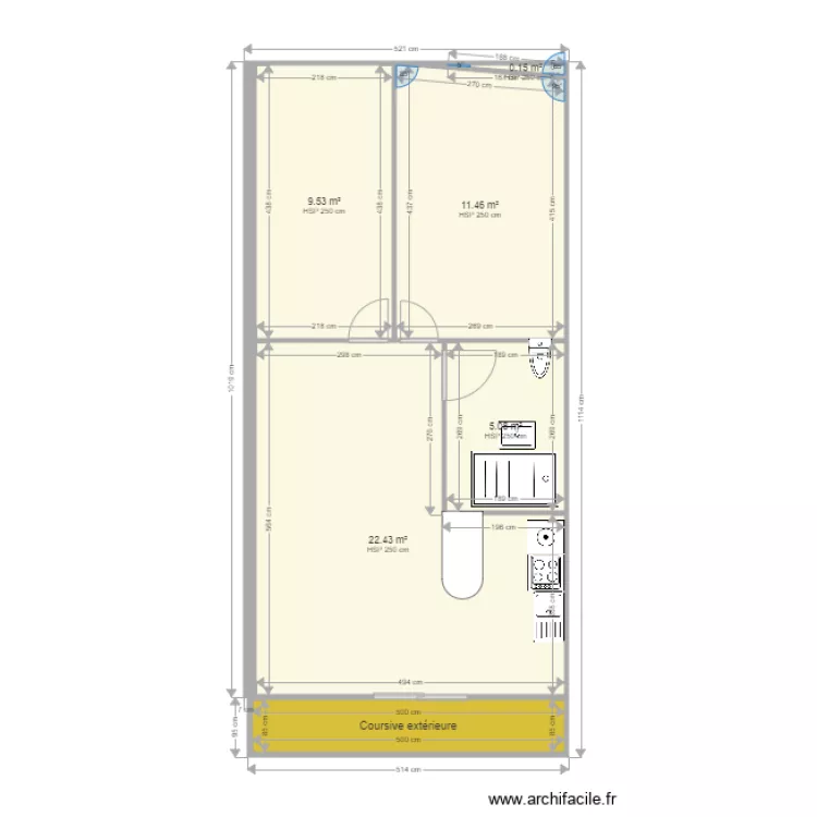 Appart 4 Combles droite. Plan de 