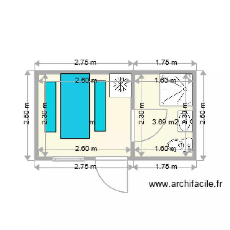 container burreau et sanitaire. Plan de 
