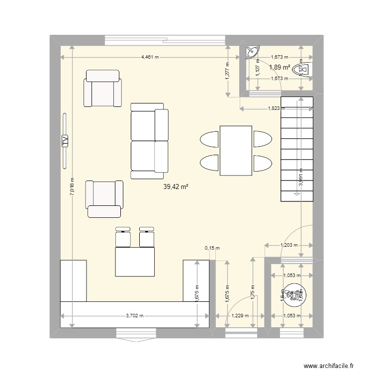 Maison n1. Plan de 3 pièces et 43 m2