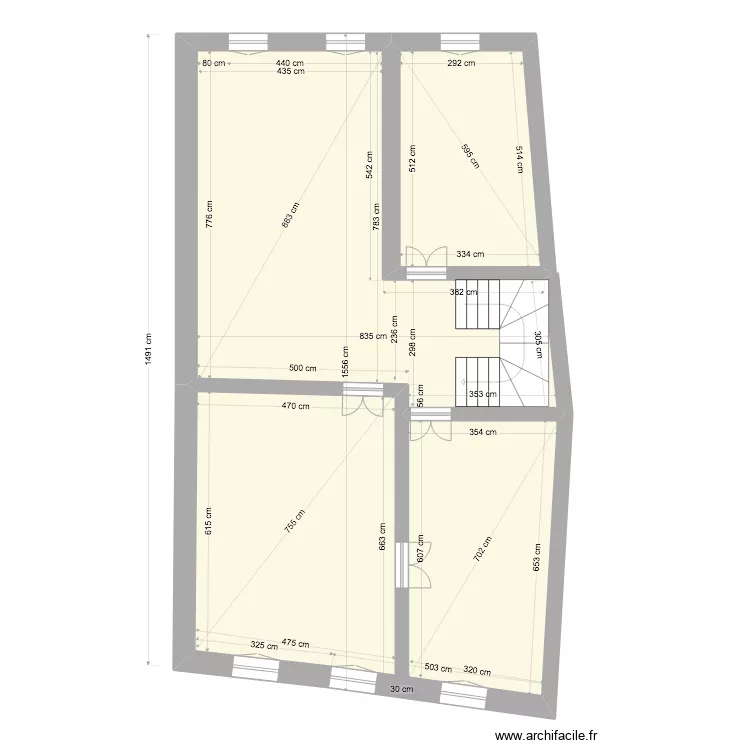 EDL 2&deg; etage  apr&eacute;s d&eacute;molitions. Plan de 
