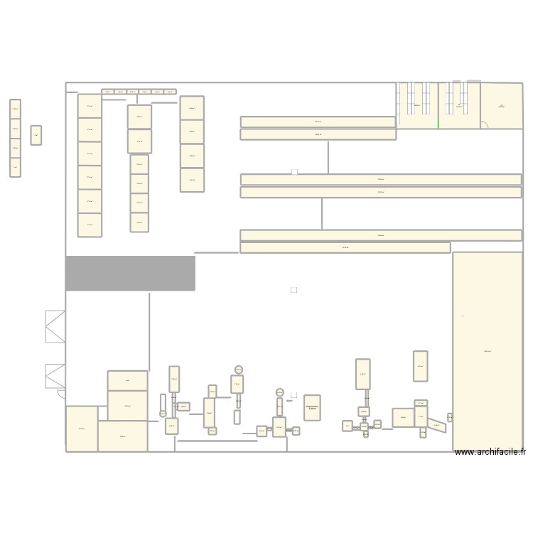 salle de fab. Plan de 77 pièces et 536 m2