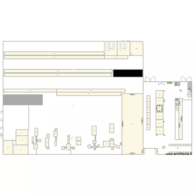 salle de fab. Plan de 96  et 623 m²