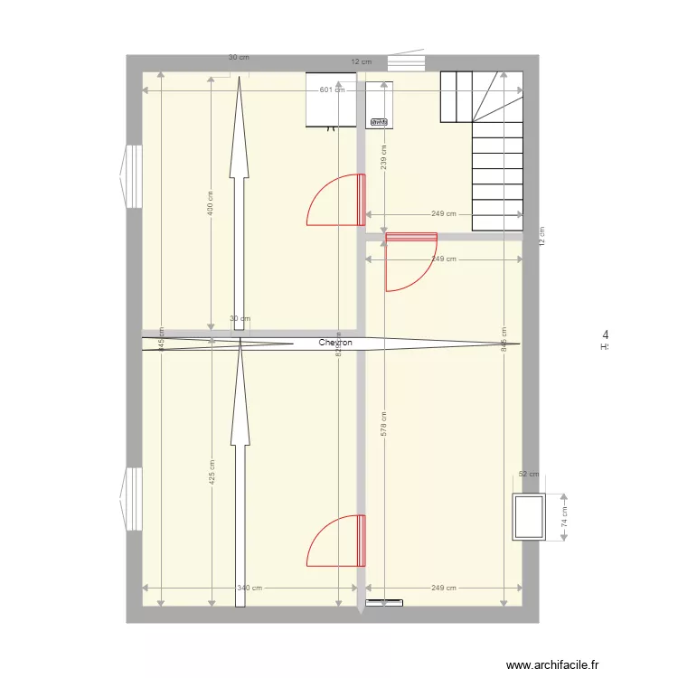 PLAN EXISTANT 2eme &eacute;tage. Plan de 