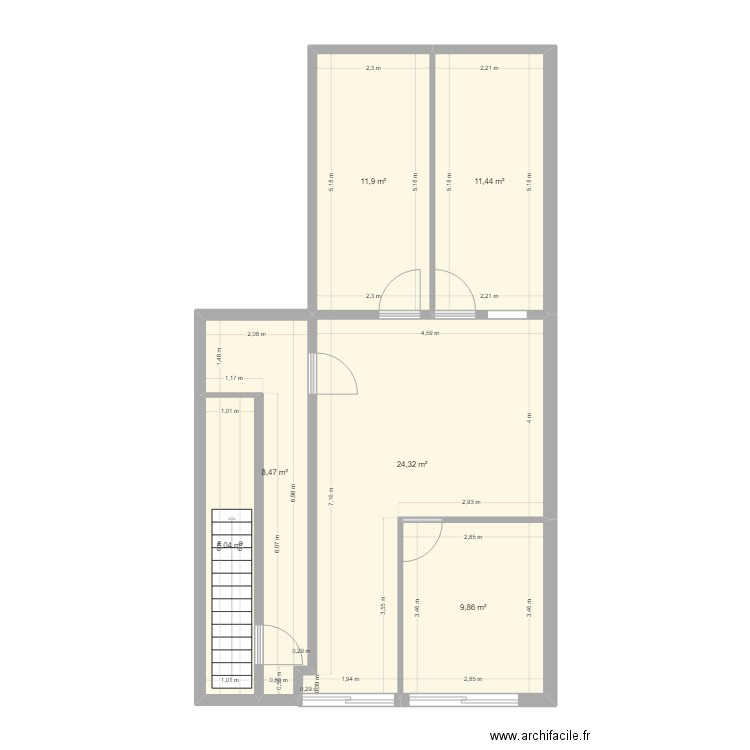 BRICHE. Plan de 6 pièces et 72 m2