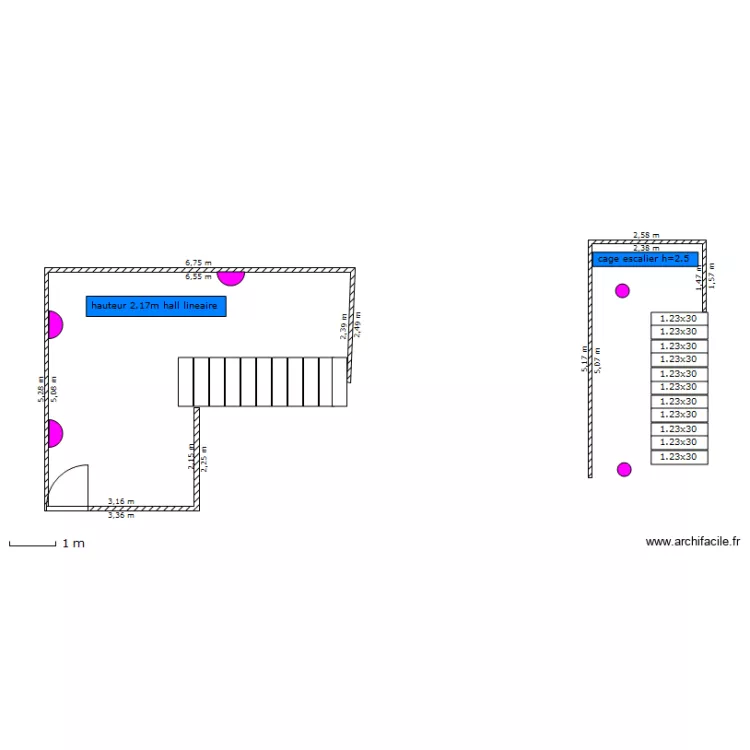 lineaire hall cage. Plan de 