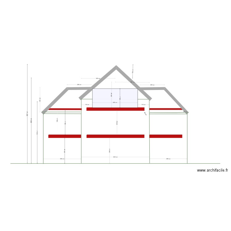 coupe facade maison potager R+1 haute. Plan de 0 pièce et 0 m2
