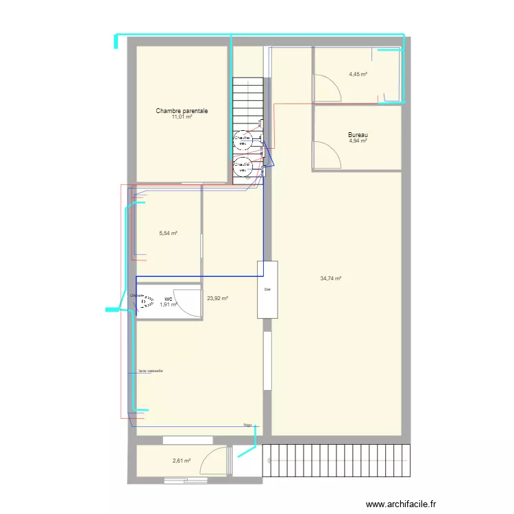 Premier étage plomberie fini. Plan de Premier étage plomberie fini. Plan de