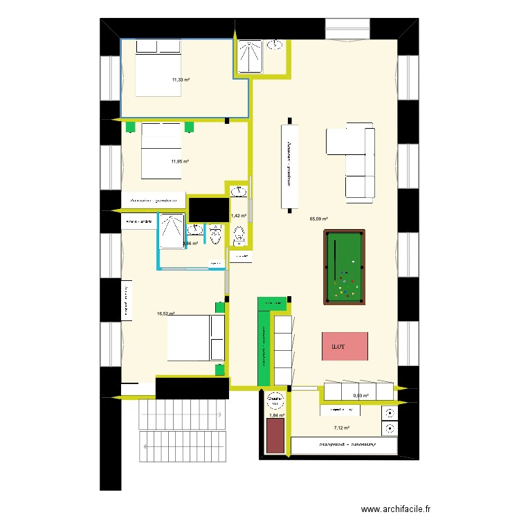 appartement 21. Plan de 10 pièces et 121 m2
