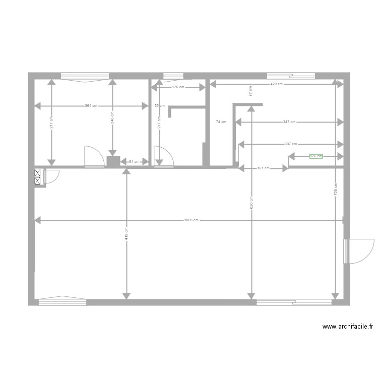 Garage 2023 Volume Général. Plan de 4 pièces et 68 m2