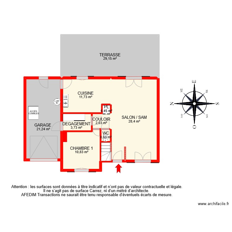 BI 8965 RDC. Plan de 10 pièces et 110 m2