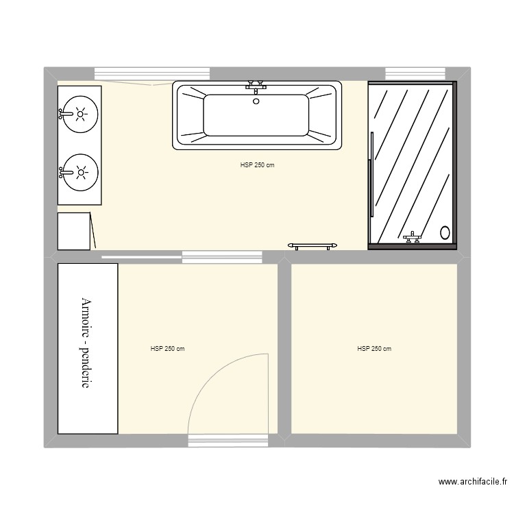 Gervais N°1. Plan de 3 pièces et 53 m2