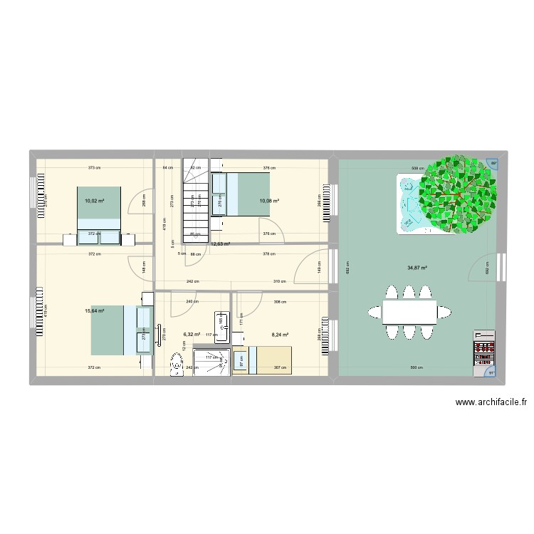 Cascastel. Plan de 7 pièces et 98 m2