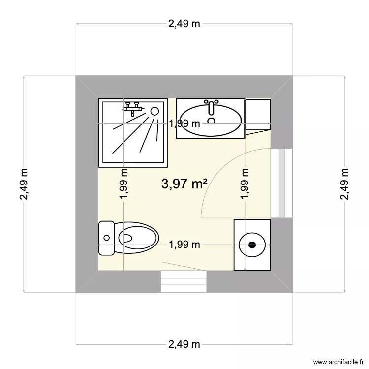 sdb sadr am&eacute;nag&eacute;. Plan de 