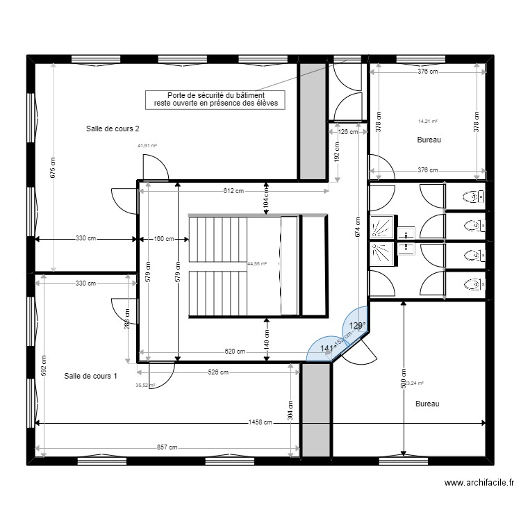 Graines Arc en Sièle - Etage après travaux. Plan de 14 pièces et 181 m2