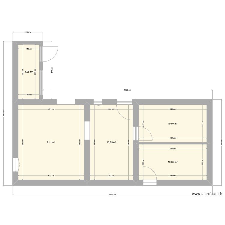 fabre gite B. Plan de 5 pièces et 61 m2