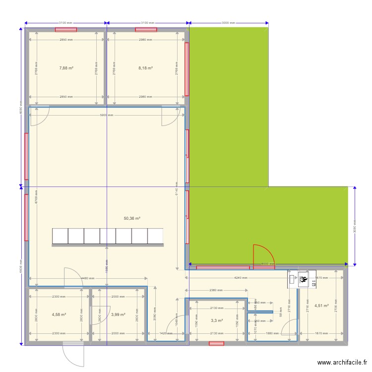 Истокино. Plan de 8 pièces et 116 m2