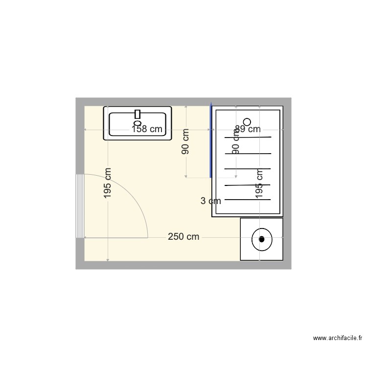 RR  BURTE. Plan de 2 pièces et 10 m2