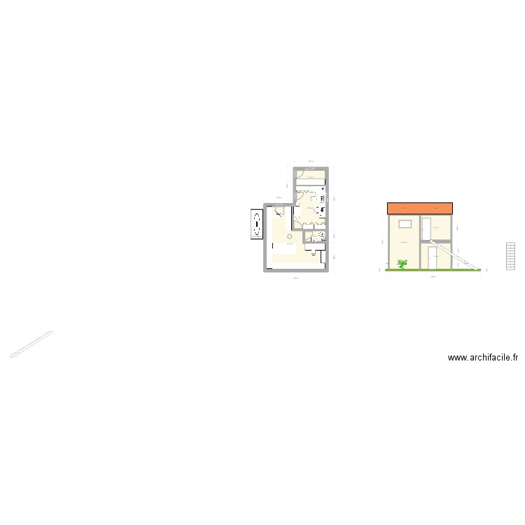 Garage. Plan de 9 pièces et 77 m2