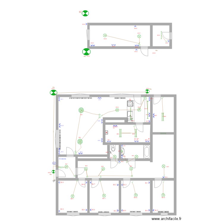 implantation electricte 02-04-2023 pour controle. Plan de 13 pièces et 166 m2