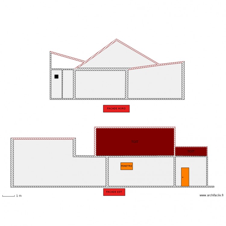 PLAN FACADE ET TOIT ACTUEL  PCMI5. Plan de 0 pièce et 0 m2