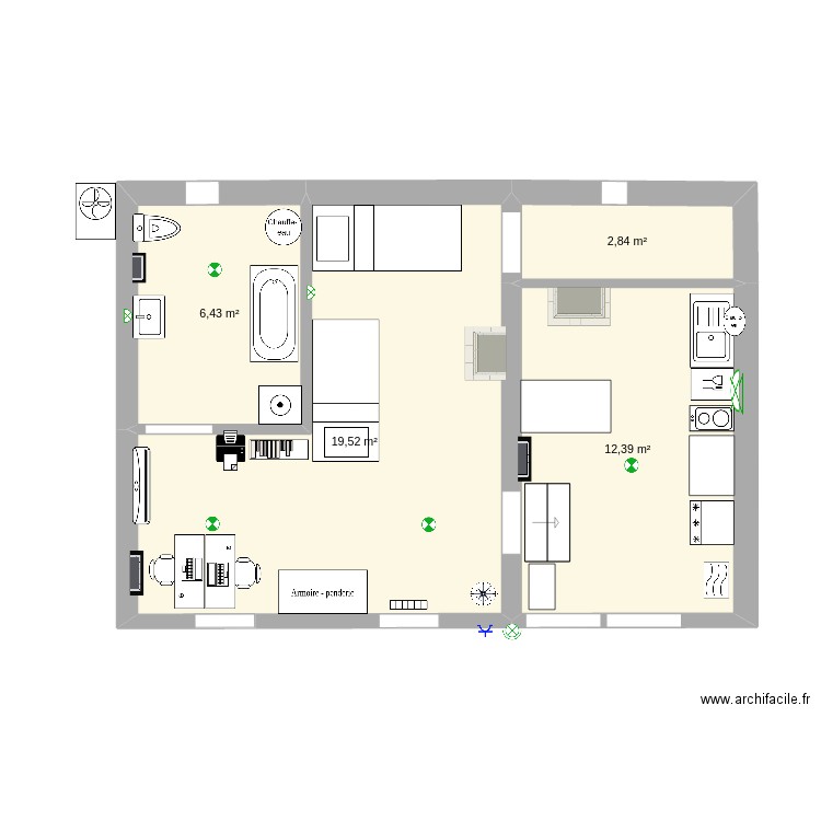 Petite Maison. Plan de 4 pièces et 41 m2