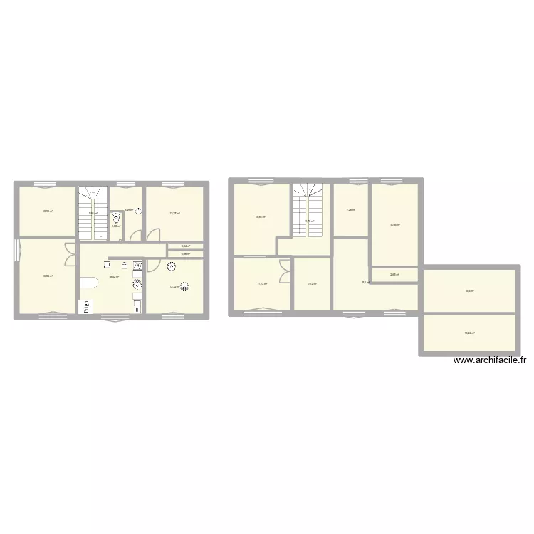 boupl4. Plan de 20 pièces et 200 m²