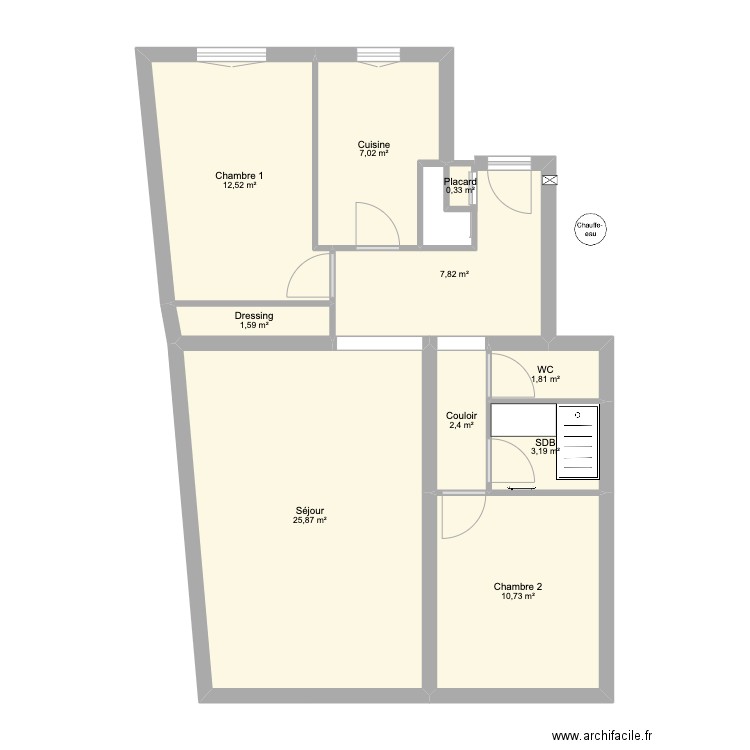 Thorigny. Plan de 10 pièces et 73 m2