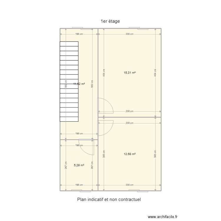 Petigny - Lejeune Anne 1er étage lot 2. Plan de 4 pièces et 45 m2