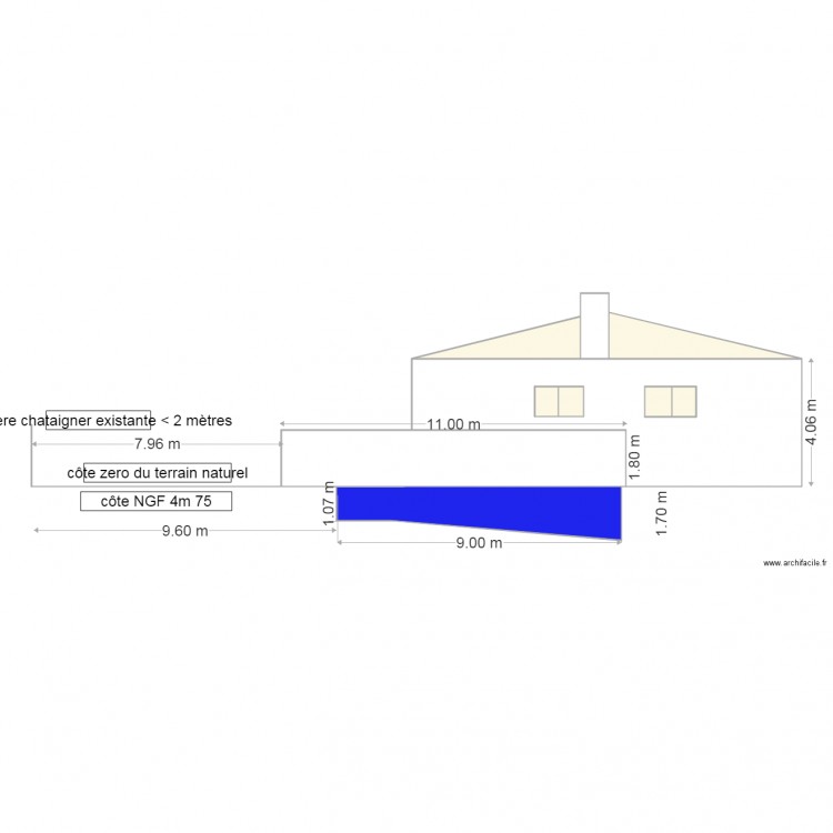 plan de coupe vue de coté DP3 2 piscine et abri. Plan de 0 pièce et 0 m2