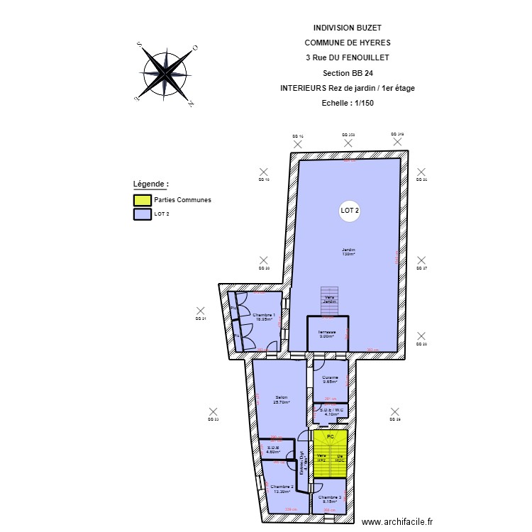 FENOUILLET R+1. Plan de 14 pièces et 226 m2