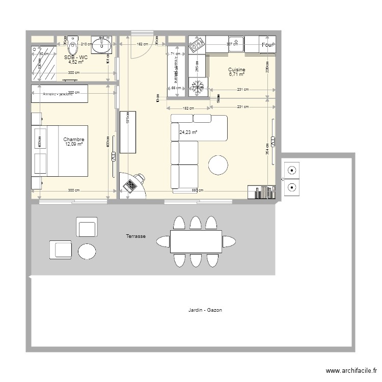 F2 RDJ OTEA. Plan de 8 pièces et 107 m2