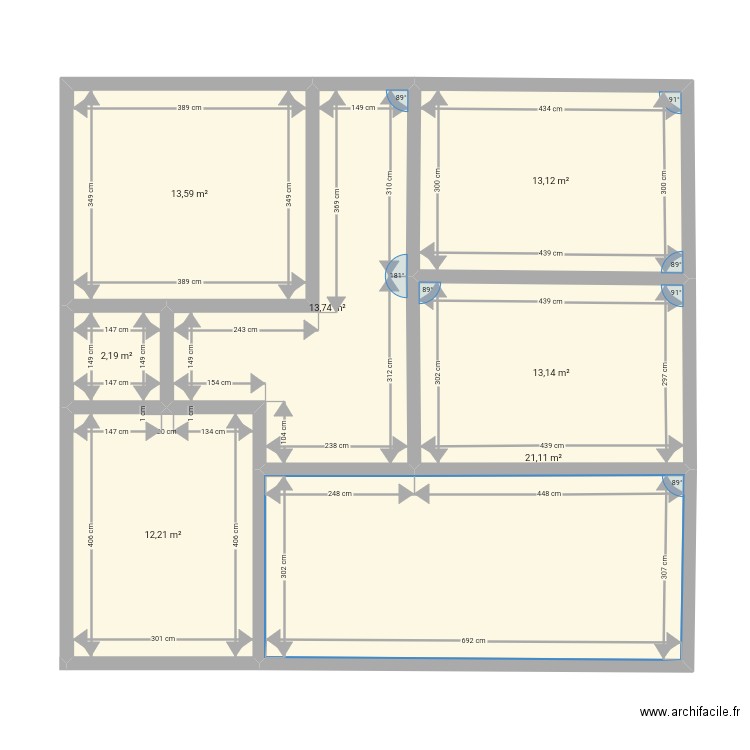 Medzik. Plan de 7 pièces et 89 m2