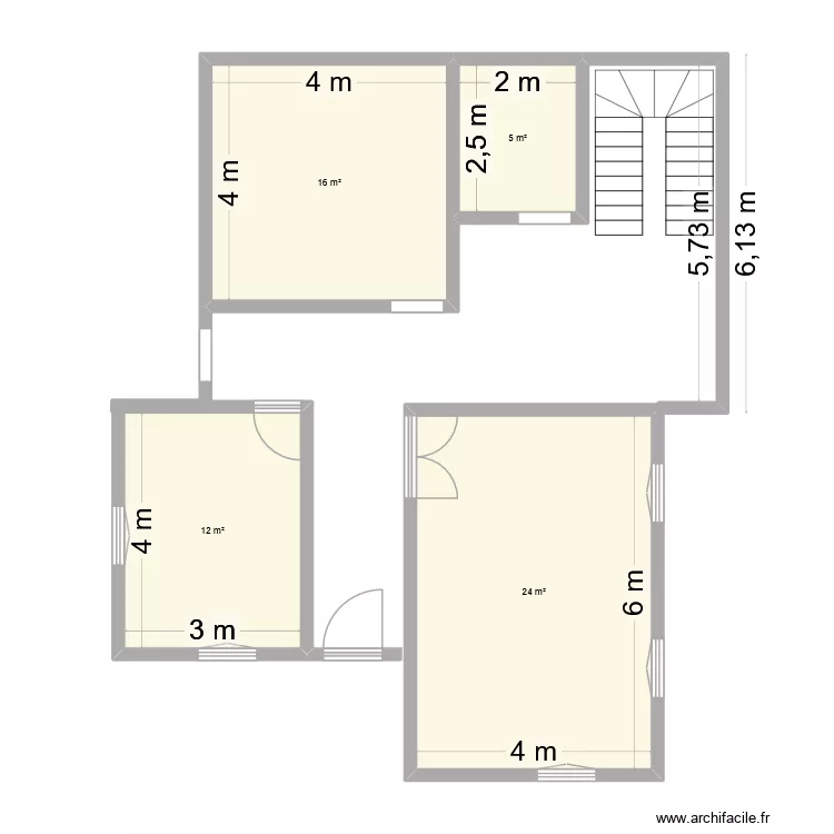 rez de chaussez. Plan de 4  et 57 m²