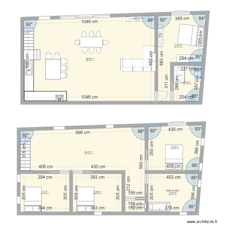 Maison Sourcieux les mines. Plan de 9 pièces et 182 m2