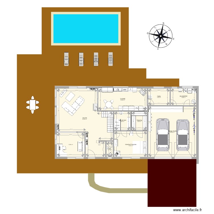 Maison William Exterieur. Plan de 10 pièces et 176 m2