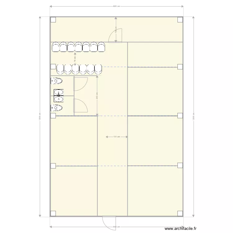 4 Modules 800 cm x 300 cm. Plan de 