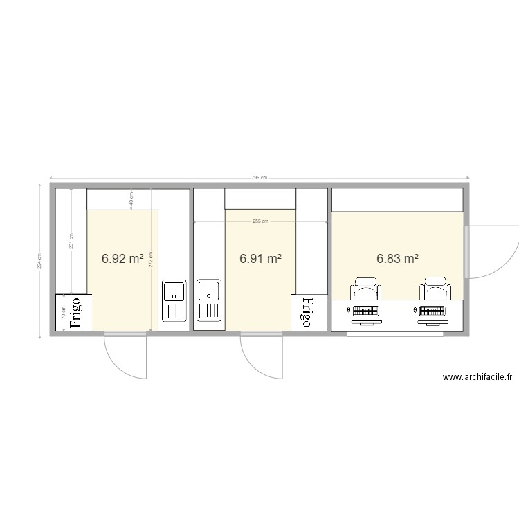 deux cuisines et un bureau. Plan de 0 pièce et 0 m2